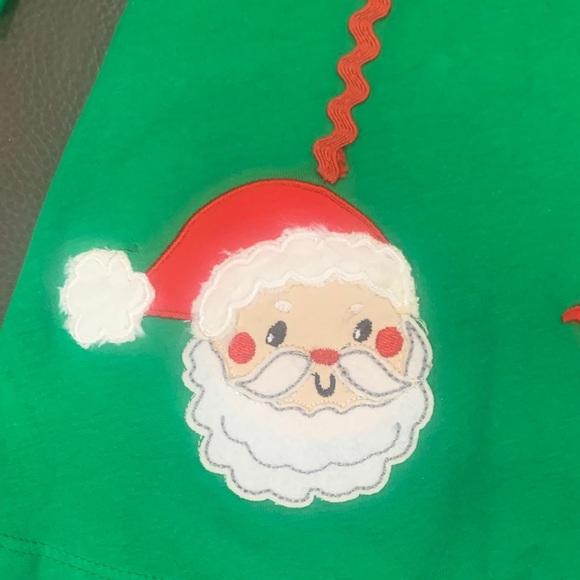 Nordstrom Iris & Ivy Holiday Dress w/ Santa, Reindeer & Sleigh Accents & Bows - Picture 2 of 7